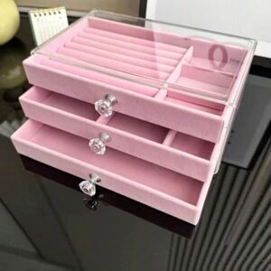 Pink Jewelry Organizer with Acrylic Lid